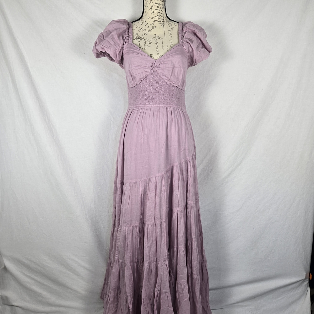 Free People Sundrenched Smocked Puff Sleeve Maxi Dress - Large - NWT